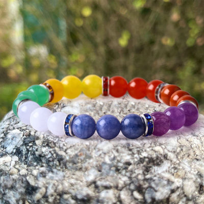 4mm/6mm/8mm/12mm Manifattura di cristallo 7 Chakra Bracelet Lunghezza 18cm