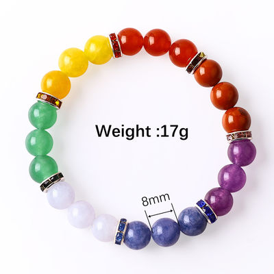4mm/6mm/8mm/12mm Manifattura di cristallo 7 Chakra Bracelet Lunghezza 18cm