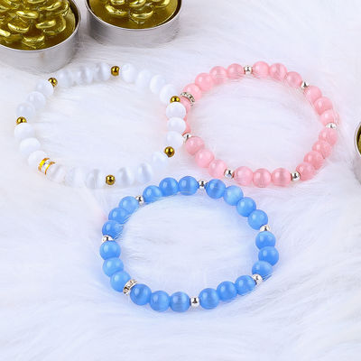 8mm/10mm/12mm Occhio di gatto rotondo Braccialetto per abbigliamento