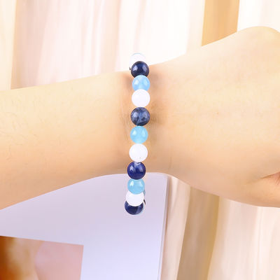 Braccialetto di cristallo di calcedonia blu 8mm di energia positiva