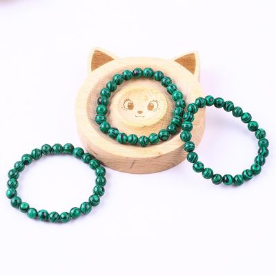 Elastico Naturale Verde Malachite Anti Ansietà Braccialetto Perla Cura