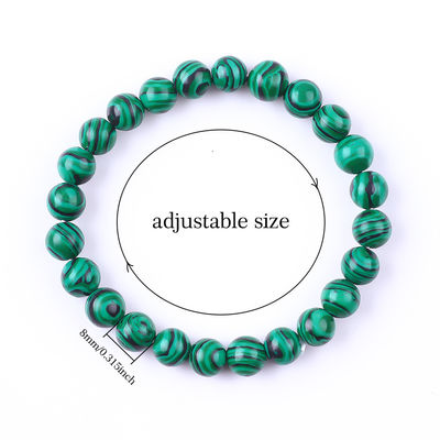 Elastico Naturale Verde Malachite Anti Ansietà Braccialetto Perla Cura
