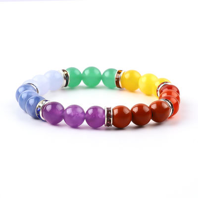 4mm/6mm/8mm/12mm Manifattura di cristallo 7 Chakra Bracelet Lunghezza 18cm