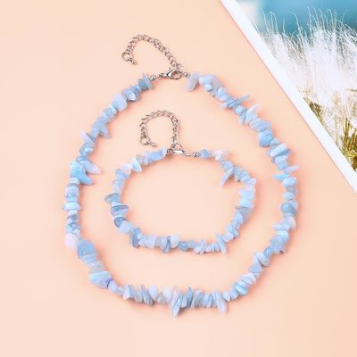 Fabbricazione a mano Scheletri regolabili Bracciale di pietra di ghiaia Collare Set di cristalli irregolari Gioielli di energia curativa