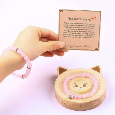 8mm Rose Quartz Gemstone Bead Bracelet Energia di guarigione Gioielli