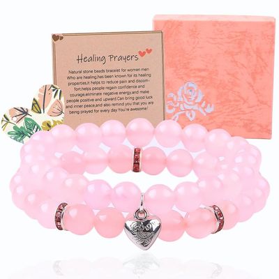 8mm Rose Quartz Gemstone Bead Bracelet Energia di guarigione Gioielli