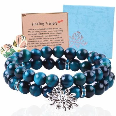 Manifattura Elastico Rotondo Turchese Blu Occhio di Tigre Pietra con perline Braccialetto Stretch