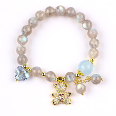 Labradorite / Ametista Braccialetto di pietra preziosa naturale Riduce l' energia negativa