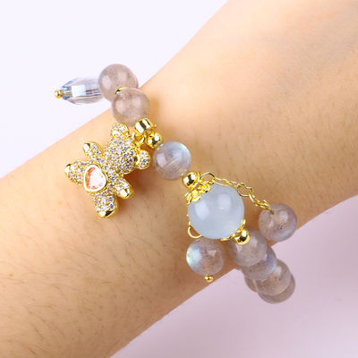 Labradorite / Ametista Braccialetto di pietra preziosa naturale Riduce l' energia negativa