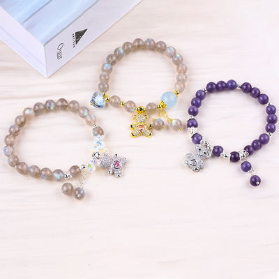 Labradorite / Ametista Braccialetto di pietra preziosa naturale Riduce l' energia negativa