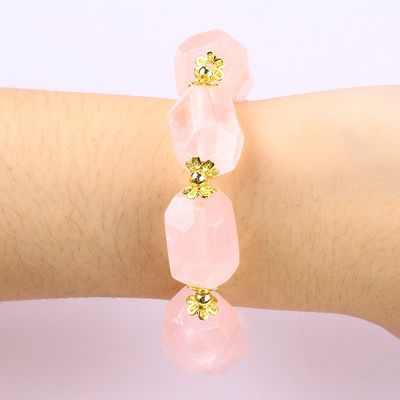 Braccialetto di pietra preziosa fatto a mano Amuleti regolabili Rosa Quarzo Braccialetto di pietra naturale Perla Gioielli per festa Indossare quotidianamente