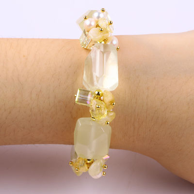 Braccialetto in pietra preziosa fatto a mano Amuleti regolabili Braccialetti in citrino In pietra naturale Perla Gioielli per feste Indossare quotidianamente