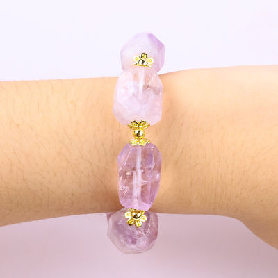 Braccialetto in pietra gemma fatto a mano Amuleti regolabili Braccialetti in ametista in pietra naturale Perle per gioielli da festa Indossare ogni giorno
