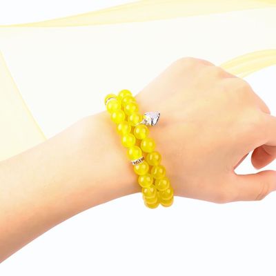 Elastico Rotondo 8mm Gemstone Bead Giallo Giada Cristallo Braccialetti OEM ODM