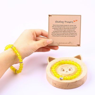 Elastico Rotondo 8mm Gemstone Bead Giallo Giada Cristallo Braccialetti OEM ODM