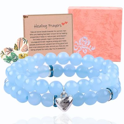 8mm Ametista Blu Acquamarino Gemstone Braccialetti Cristallo Cura