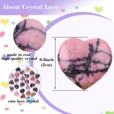 Cristalli in forma di cuore di rhodonite vetrata per il bilanciamento del chakra