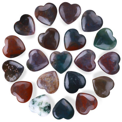 Pietra preziosa lucidata resistente al tempo Agata indiana Pietra di chakra a forma di cuore
