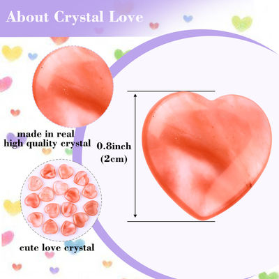 20 mm di anguria lucidato quarzo di roccia in forma di cuore cristallo di quarzo rosa