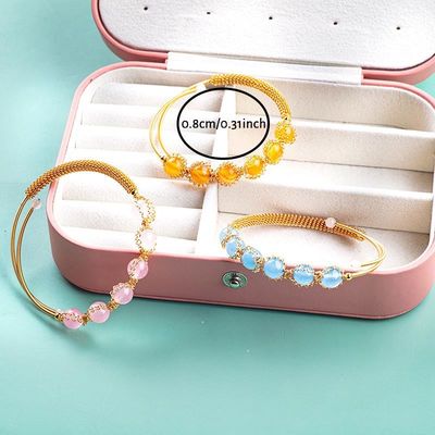 Filato avvolto per la guarigione perla rotonda gemma bracciale bracciale gioielli