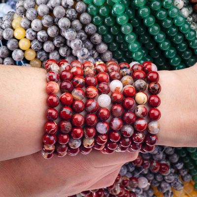 Perla rotonda di giaspo rosso cristallo naturale gemma perla di dimensioni diverse fili di perla sciolti per la fabbricazione di gioielli fai da te