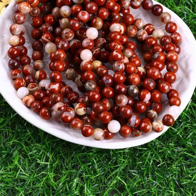 Perla rotonda di giaspo rosso cristallo naturale gemma perla di dimensioni diverse fili di perla sciolti per la fabbricazione di gioielli fai da te