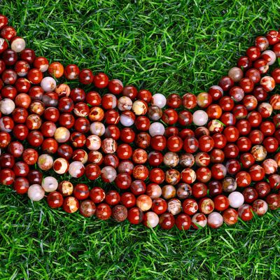 Perla rotonda di giaspo rosso cristallo naturale gemma perla di dimensioni diverse fili di perla sciolti per la fabbricazione di gioielli fai da te