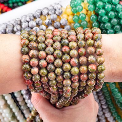 Unakite Round Bead Natural Crystal Gemstone Diverse dimensioni di perline String di perline sciolte per la realizzazione di gioielli fai da te