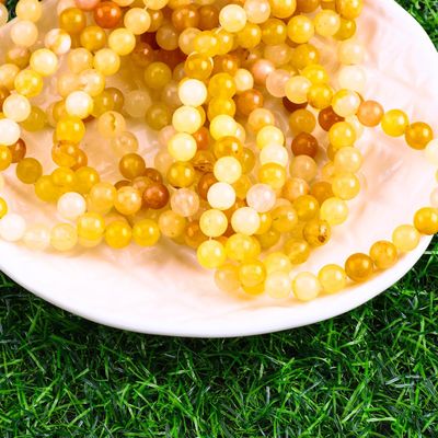 Giallo scuro Giada rotonda perla cristallo naturale gemma diverse dimensioni perla fili di perla sciolti per la realizzazione di gioielli fai da te