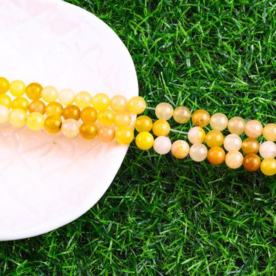 Giallo scuro Giada rotonda perla cristallo naturale gemma diverse dimensioni perla fili di perla sciolti per la realizzazione di gioielli fai da te