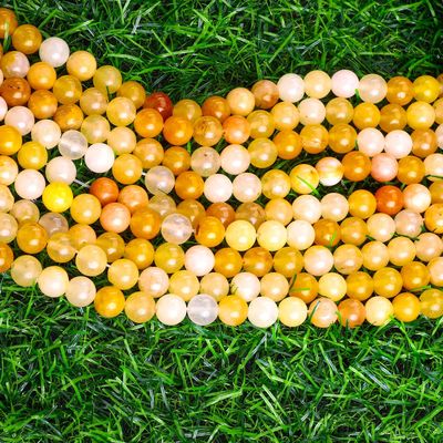 Giallo scuro Giada rotonda perla cristallo naturale gemma diverse dimensioni perla fili di perla sciolti per la realizzazione di gioielli fai da te