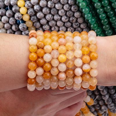 Giallo scuro Giada rotonda perla cristallo naturale gemma diverse dimensioni perla fili di perla sciolti per la realizzazione di gioielli fai da te