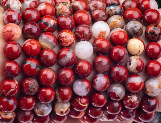 Perla rotonda di giaspo rosso cristallo naturale gemma perla di dimensioni diverse fili di perla sciolti per la fabbricazione di gioielli fai da te