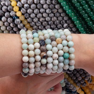 Amazonite Round Bead Natural Crystal Gemstone Diverse dimensioni di perline Stringi di perline sciolte per la realizzazione di gioielli fai da te
