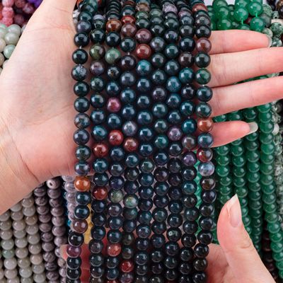 Pietra di sangue perla rotonda cristallo naturale gemma fili di perla sciolti per la realizzazione di gioielli fai da te
