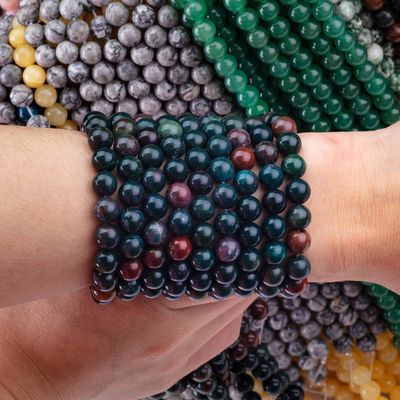 Pietra di sangue perla rotonda cristallo naturale gemma fili di perla sciolti per la realizzazione di gioielli fai da te