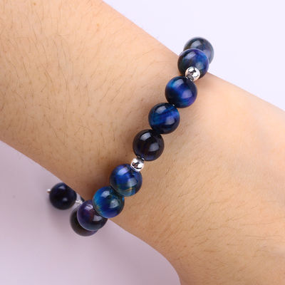 Cristallo di pietra gemma 8mm Rainbow Tiger Eye con fiocco di neve Charm Stretch Bracelet per regali