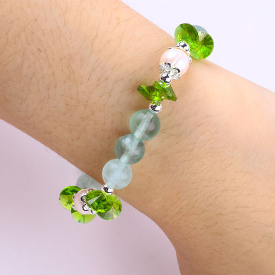 8MM Semi-preziosa Gemstone Fluorite Con Purple Melody Scultura Stretch Bracelet Per Regalo