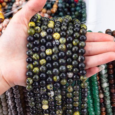 Serpentine giada perla rotonda cristallo naturale gemma fili di perla sciolti per la realizzazione di gioielli fai da te