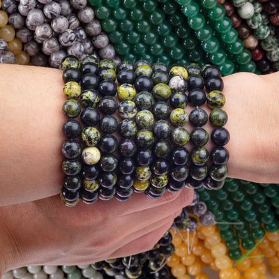 Serpentine giada perla rotonda cristallo naturale gemma fili di perla sciolti per la realizzazione di gioielli fai da te