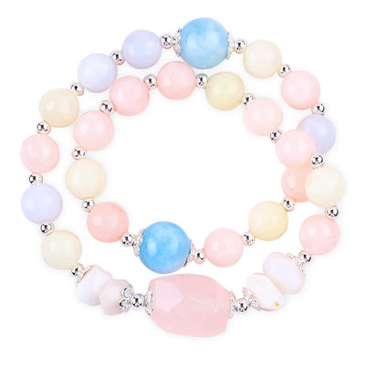 Morganite Manifattura fai da te doppio strato cristallo naturale multifaccato bracciale a perline rotonde per regalo
