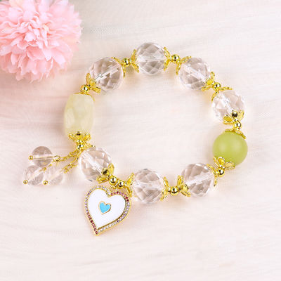 Natural White Crystal Single Circle Elastic 14MM Multifaced Round Bead Bracelet Per Meditazione