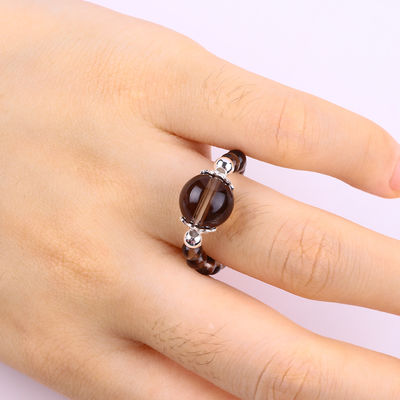 Anello a perline di pietra preziosa fatto a mano Anello regolabile di pietra di citrino color tè Per il vestito quotidiano di festa