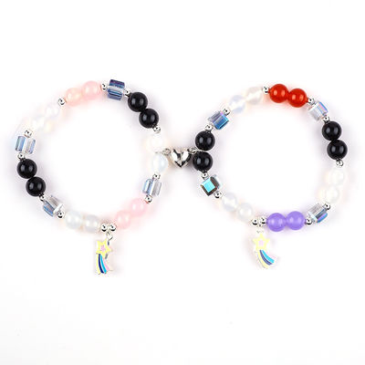 8mm Multicolore Cristallo Naturale Amicizia Gioielli Distanza Braccialetto Cuori Magneti Braccialetto Per Regalo