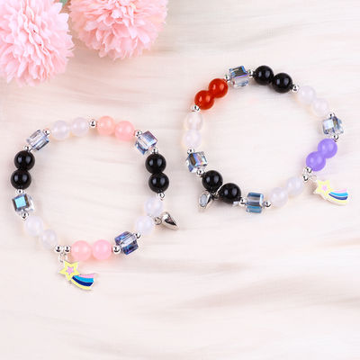 8mm Multicolore Cristallo Naturale Amicizia Gioielli Distanza Braccialetto Cuori Magneti Braccialetto Per Regalo