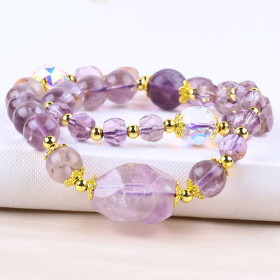 Doppio strato viola Azeztulite 12mm 14mm Braccialetto con perline OEM ODM