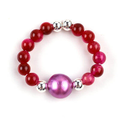 Anello a perline in pietra preziosa a mano a 4 mm regolabile Rosa elastica Anello di pietra occhio di tigre rosso per festa Indossare quotidianamente
