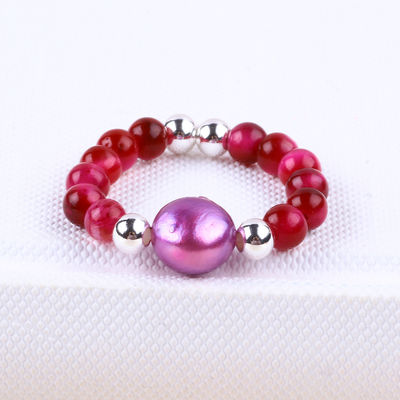 Anello a perline in pietra preziosa a mano a 4 mm regolabile Rosa elastica Anello di pietra occhio di tigre rosso per festa Indossare quotidianamente