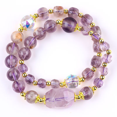 Doppio strato viola Azeztulite 12mm 14mm Braccialetto con perline OEM ODM