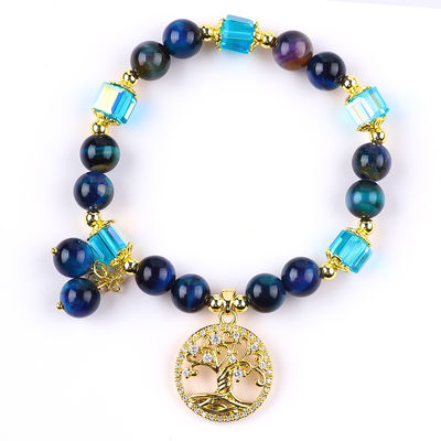Crostalo naturale di guarigione 8mm arcobaleno tigre occhio albero della vita braccialetto per perline per indossare ogni giorno